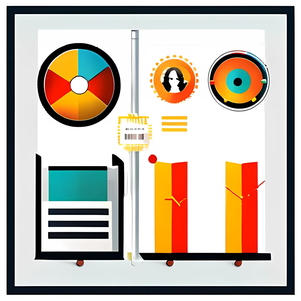Ilustración de gráficos y elementos audiovisuales para un plan de marketing.
